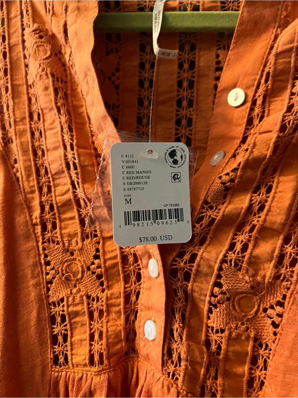 Free People Rust Orange Crochet-Detail Sleeveless Tank - Picture 3 of 4